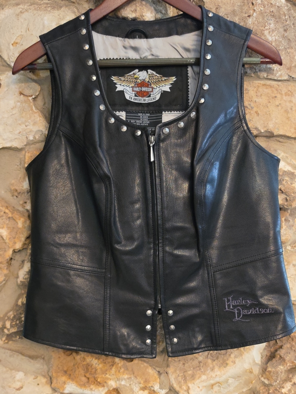 Harley-Davidson Black Leather Studded Women’s Vest